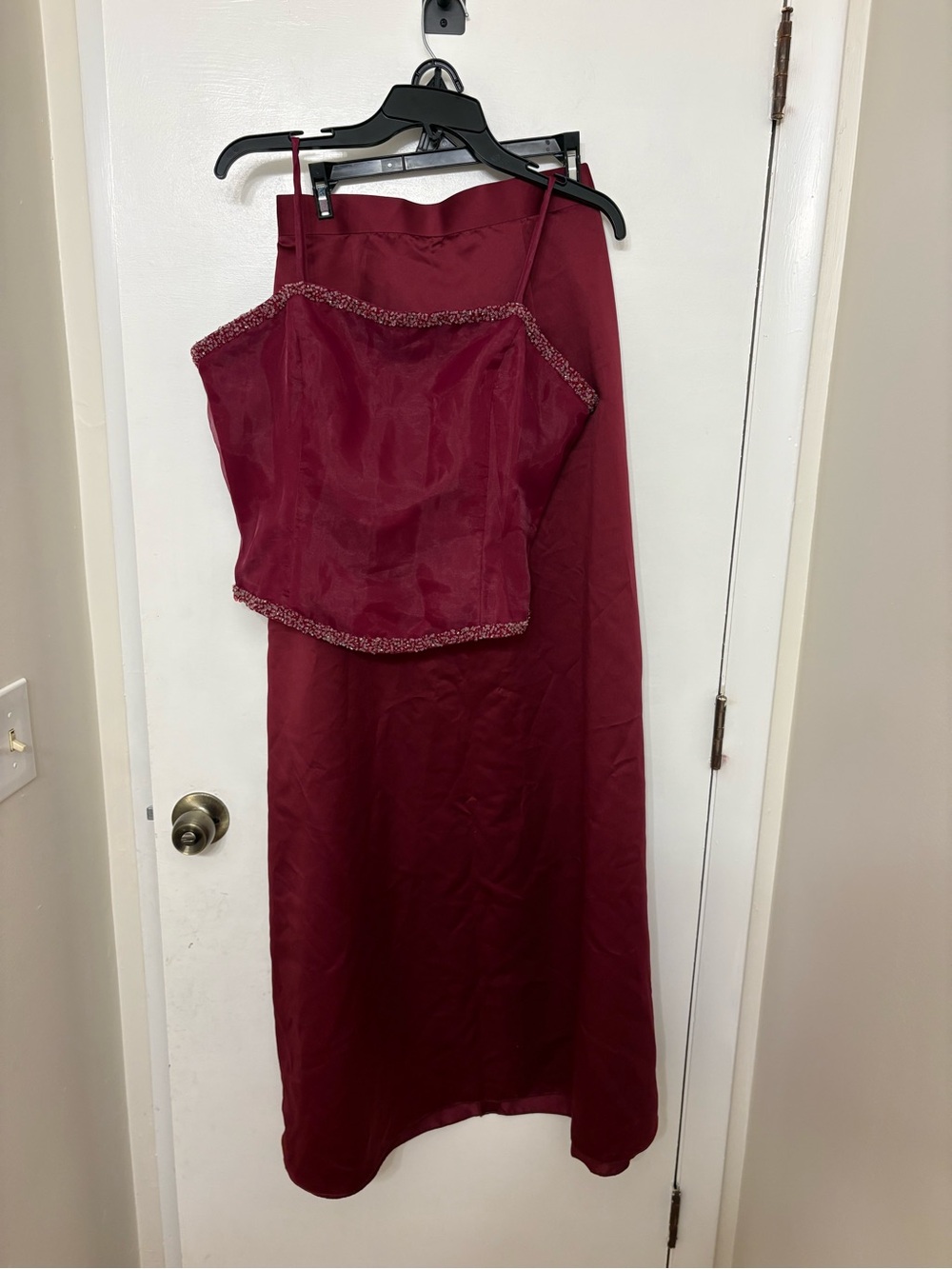 NWT VTG 90s Forever Yours Burgundy Beaded Two Piece Dress Set Y2K Homecoming 12